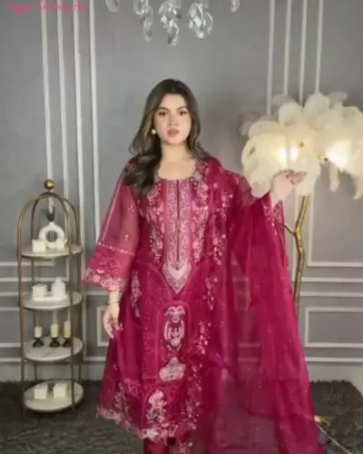 Unstitched Premium Organza Kameez (4 PCS)