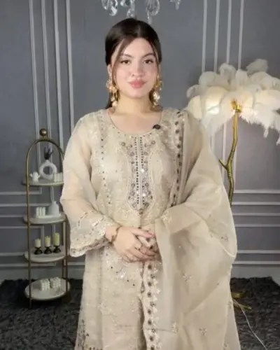 Unstitched Premium Sequence Qouta Cotton Kameez (4 PCS)