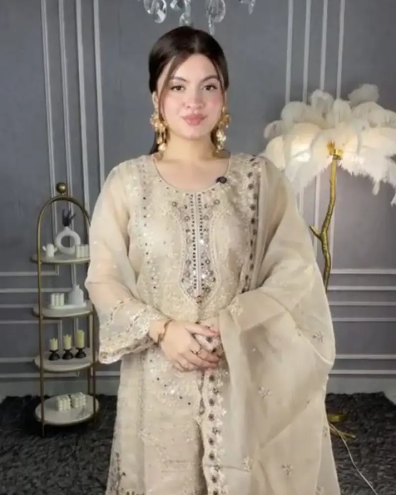 Unstitched Premium Sequence Qouta Cotton Kameez (4 PCS)